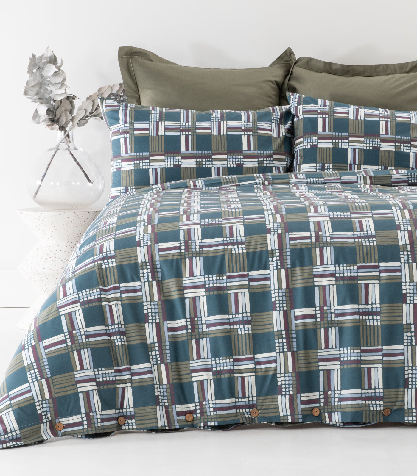 Percale Quilt Cover Set - Limited Edition - Plaid Teal