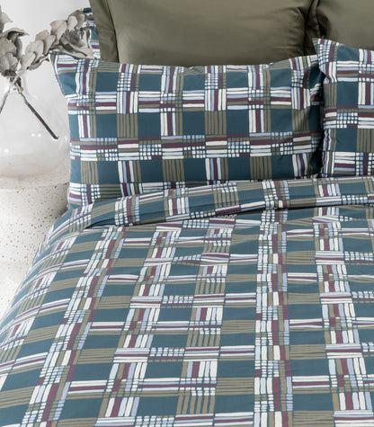 Percale Quilt Cover Set - Limited Edition - Plaid Teal