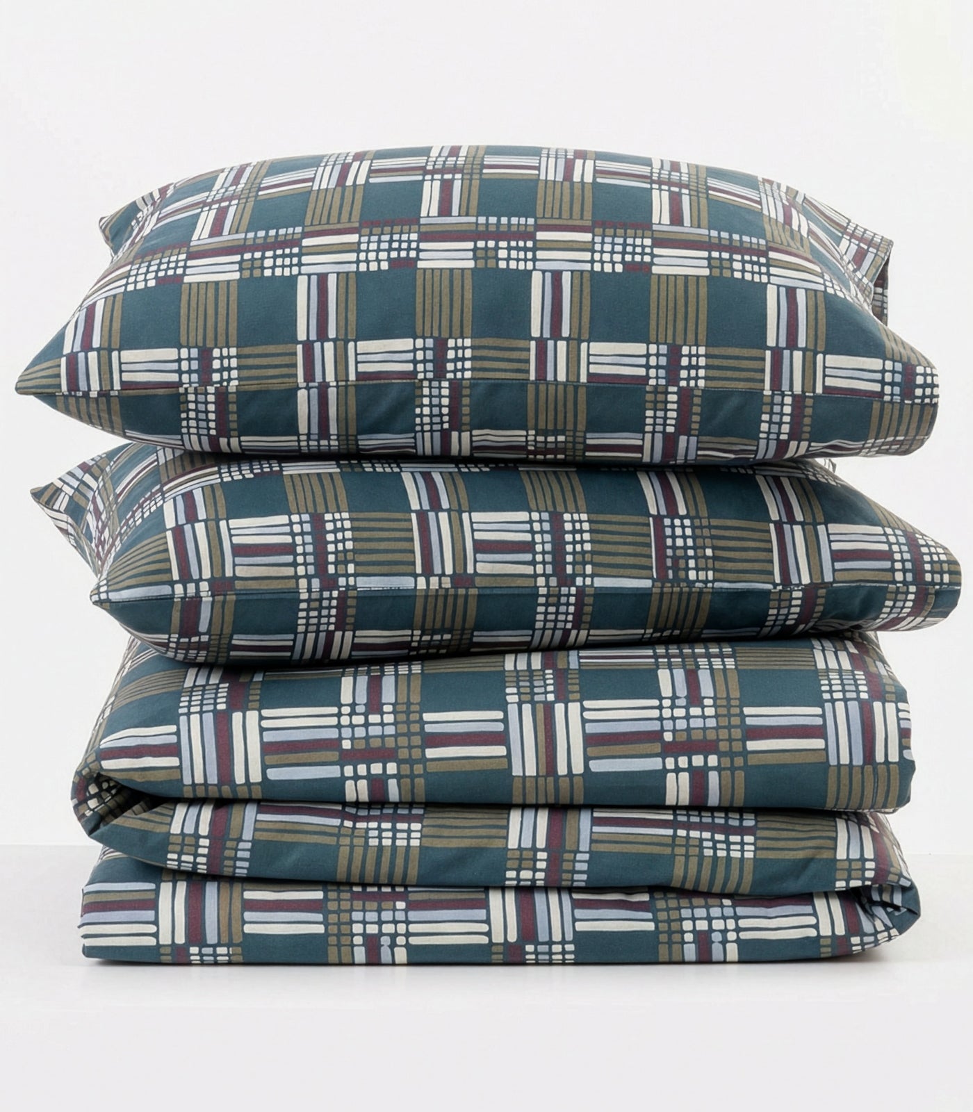 Percale Quilt Cover Set - Limited Edition - Plaid Teal