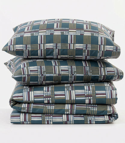 Percale Quilt Cover Set - Limited Edition - Plaid Teal