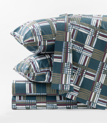 Percale Sheet Set - Limited Edition - Plaid Teal