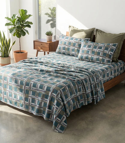 Percale Sheet Set - Limited Edition - Plaid Teal