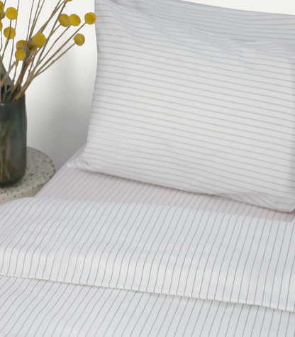 Bhumi Organic Cotton - Percale Invest in Rest - Pinstripe