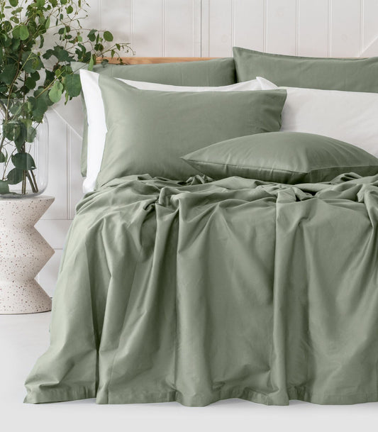 Bhumi Organic Cotton - Flat - Percale Sheet - Sage