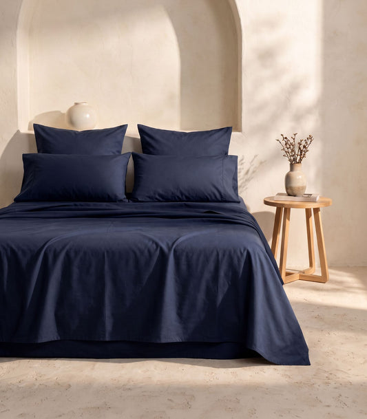 Bhumi Organic Cotton - Percale Sheet Set - Navy