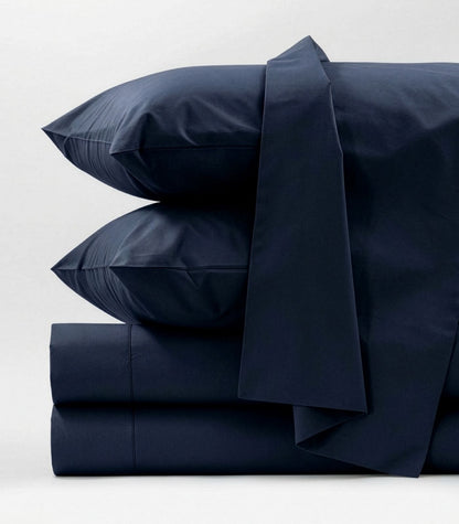 Bhumi Organic Cotton - Percale Sheet Set - Navy