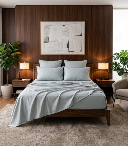 Percale Sheet Set - Sky Blue