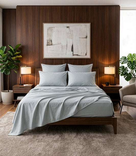 Percale Sheet Set - Sky Blue