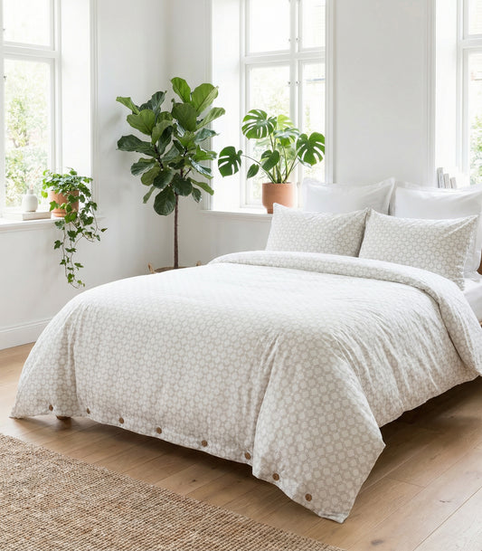Percale Quilt Cover Set - Limited Edition - Small Dot Pine