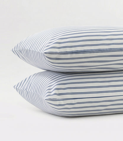 Percale Pillow Cases (Pair) - Limited Edition - Tandem Stripe Cobalt Blue