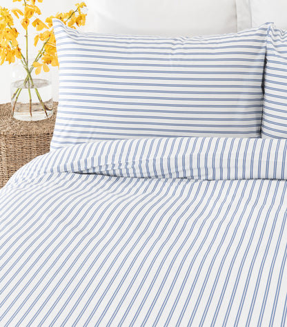 Percale Quilt Cover Set - Limited Edition - Tandem Stripe Cobalt Blue