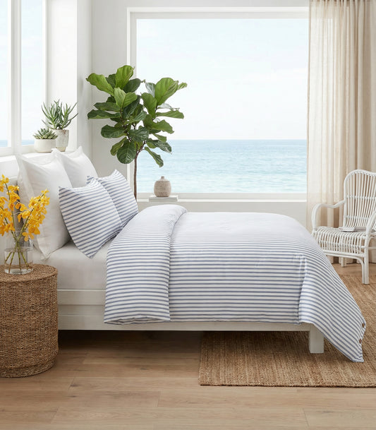 Percale Quilt Cover Set - Limited Edition - Tandem Stripe Cobalt Blue