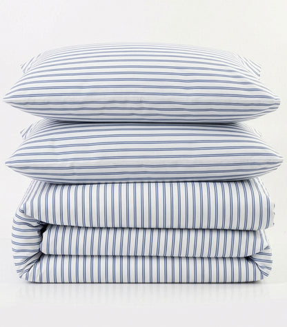 Percale Quilt Cover Set - Limited Edition - Tandem Stripe Cobalt Blue