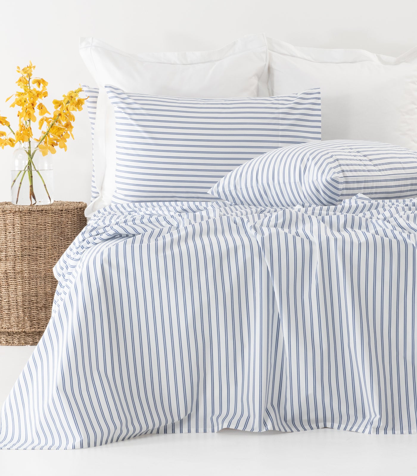 Percale Sheet Set - Limited Edition - Tandem Stripe Cobalt Blue