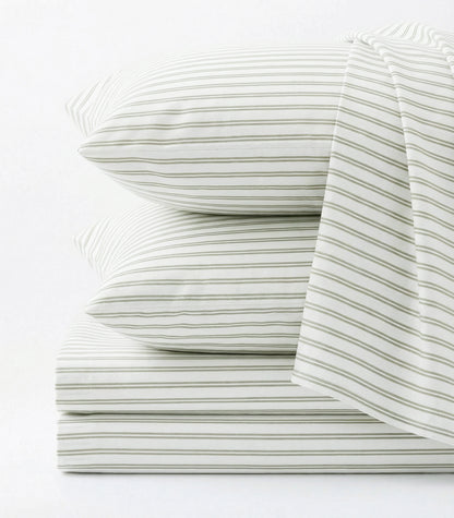 Percale Sheet Set - Limited Edition - Tandem Stripe Moss
