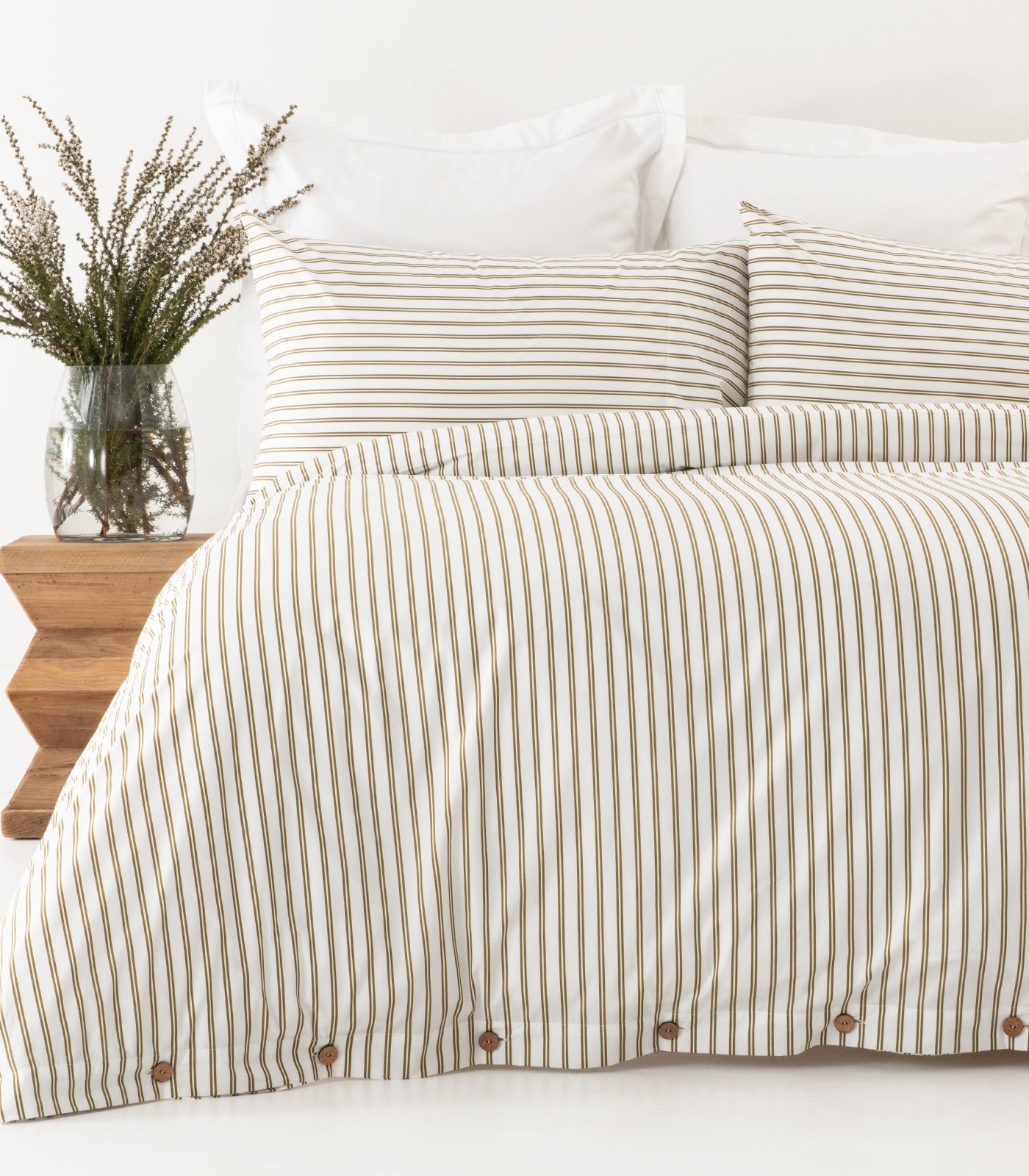 Percale Quilt Cover Set - Limited Edition - Tandem Stripe Pine