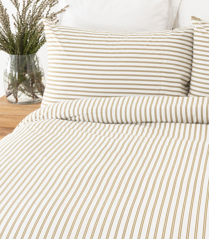 Percale Quilt Cover Set - Limited Edition - Tandem Stripe Pine