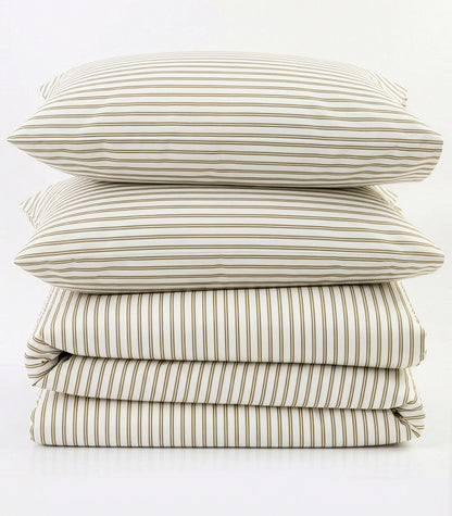 Percale Quilt Cover Set - Limited Edition - Tandem Stripe Pine