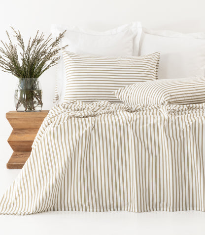 Percale Sheet Set - Limited Edition - Tandem Stripe Pine