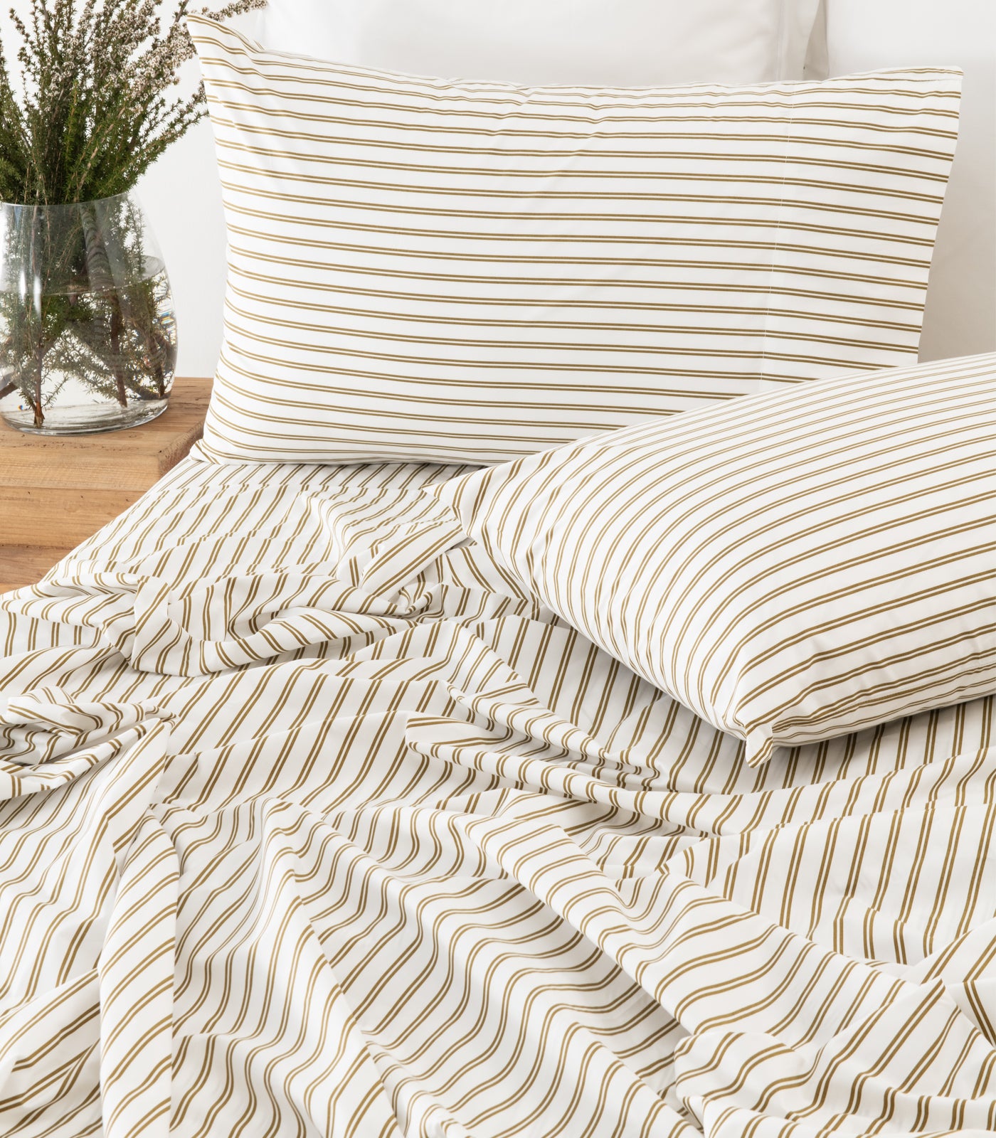 Percale Sheet Set - Limited Edition - Tandem Stripe Pine