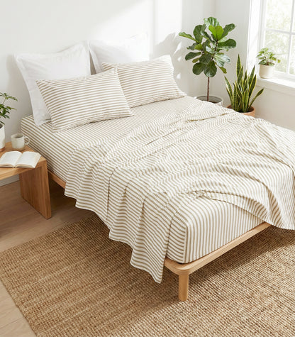 Percale Sheet Set - Limited Edition - Tandem Stripe Pine