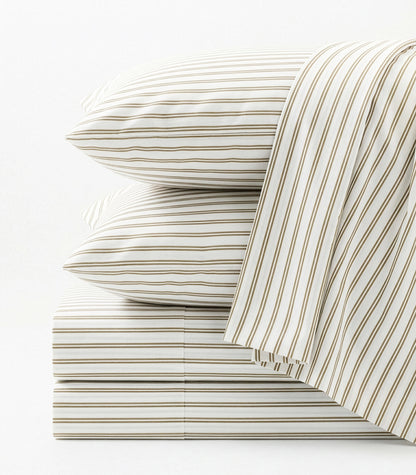 Percale Sheet Set - Limited Edition - Tandem Stripe Pine