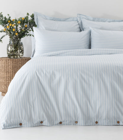 Percale Quilt Cover Set - Limited Edition - Tandem Stripe Sky