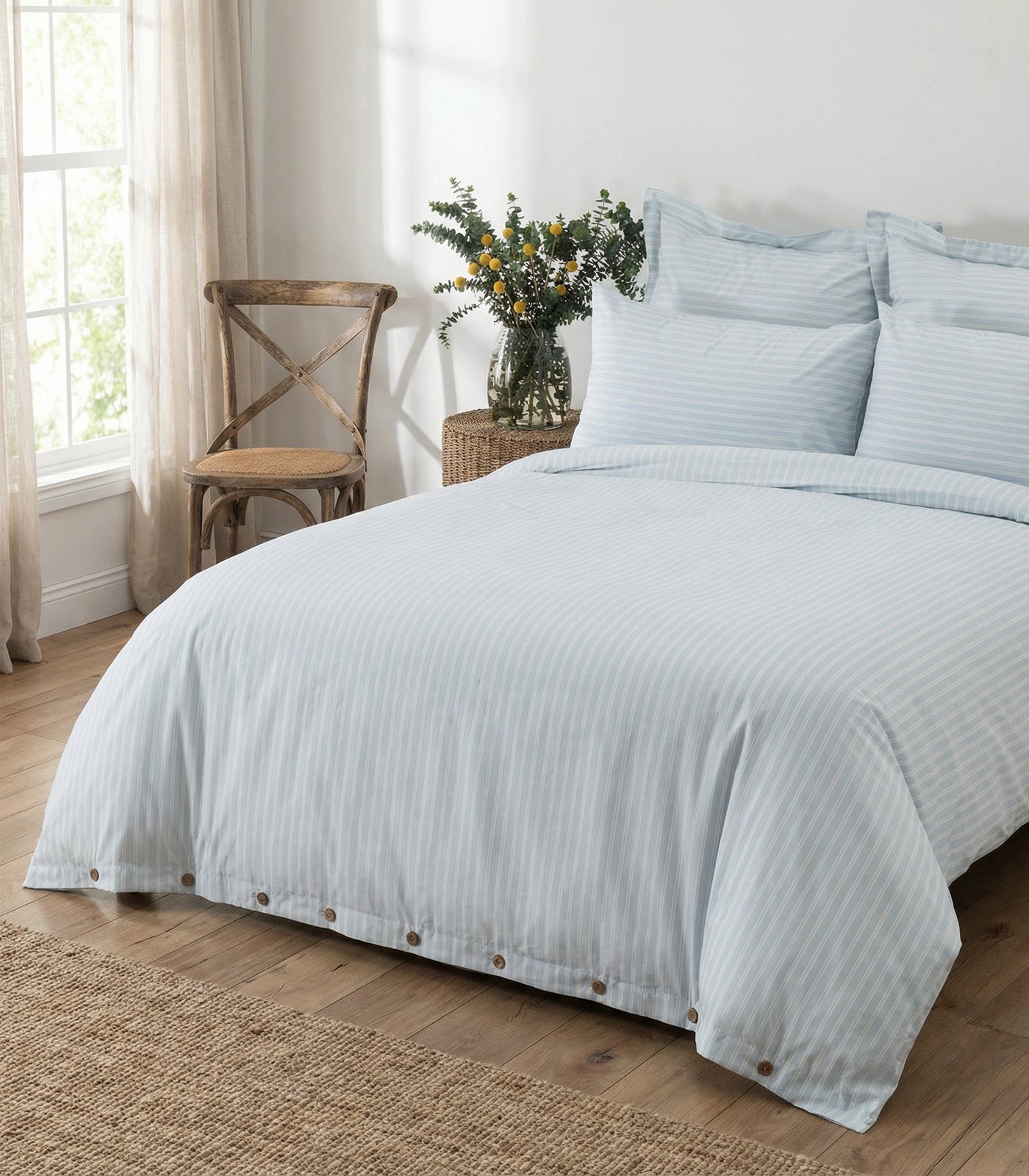 Percale Quilt Cover Set - Limited Edition - Tandem Stripe Sky