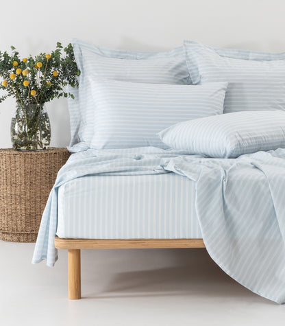 Percale Sheet Set - Limited Edition - Tandem Stripe Sky