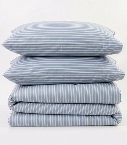 Percale Quilt Cover Set - Limited Edition - Tandem Stripe Arctic Blue