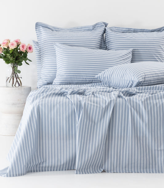 Percale Sheet Set - Limited Edition - Tandem Stripe Arctic Blue