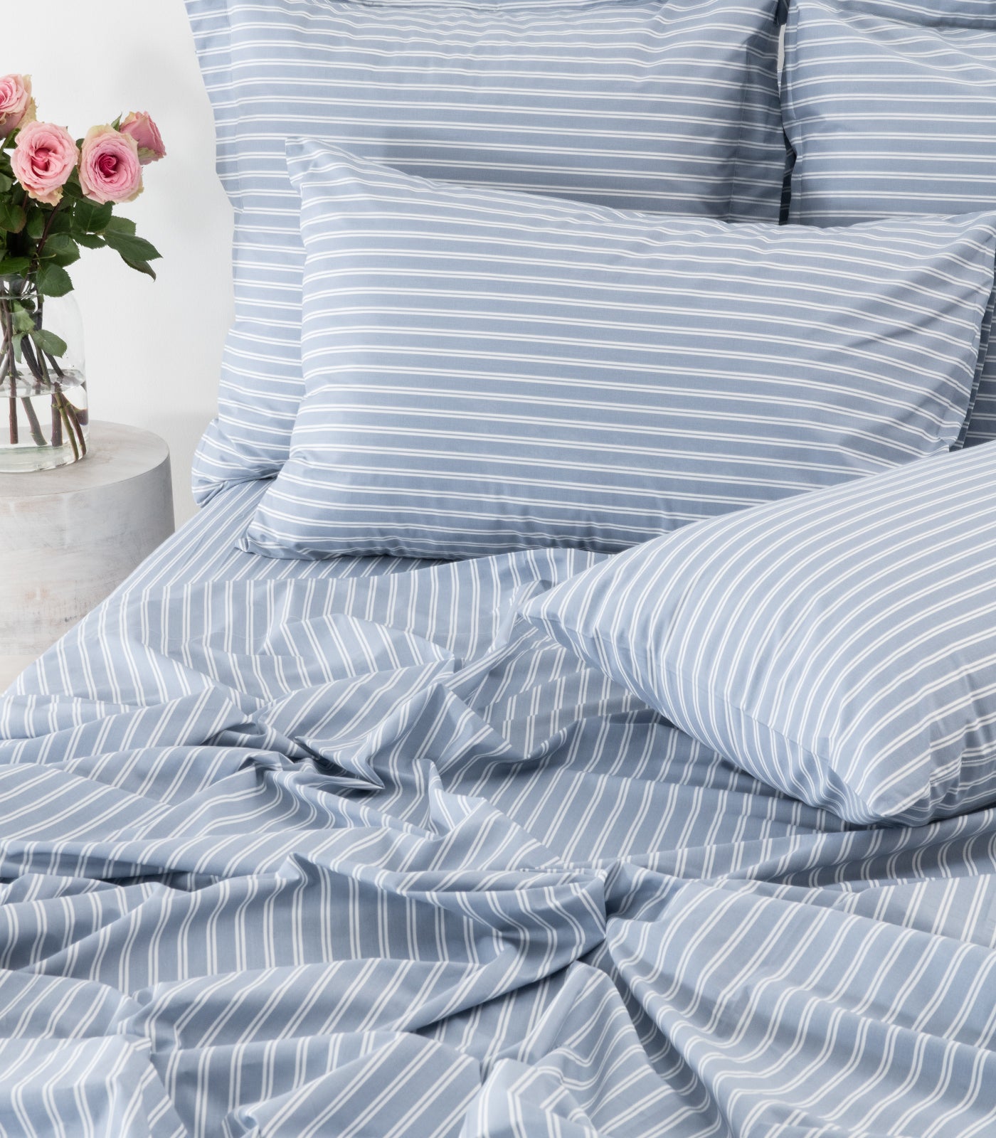 Percale Sheet Set - Limited Edition - Tandem Stripe Arctic Blue