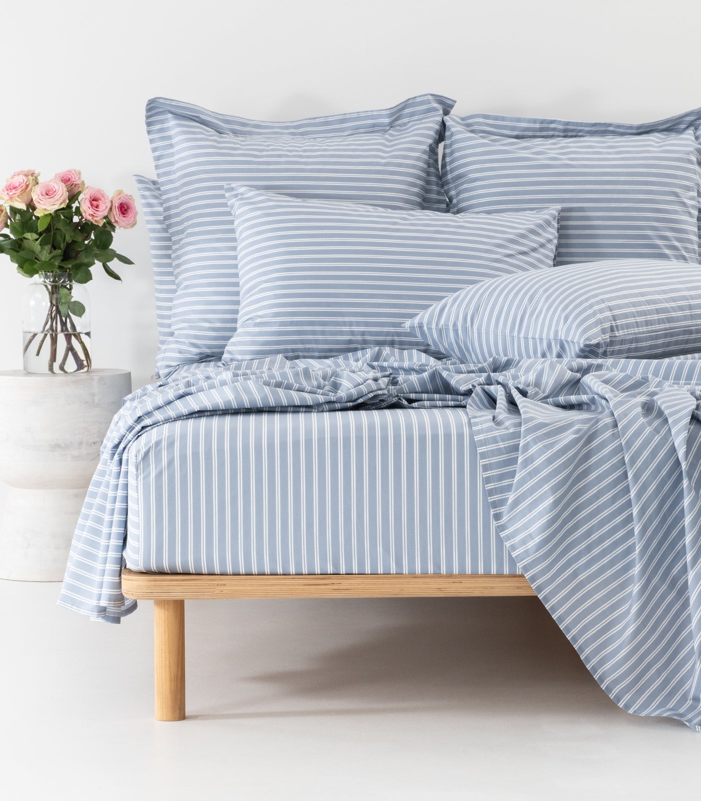 Percale Sheet Set - Limited Edition - Tandem Stripe Arctic Blue