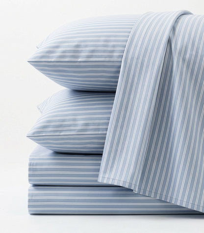 Percale Sheet Set - Limited Edition - Tandem Stripe Arctic Blue