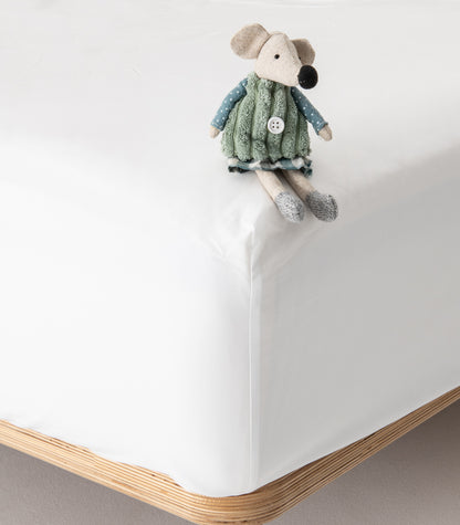 Fitted Percale Cot Sheet - White