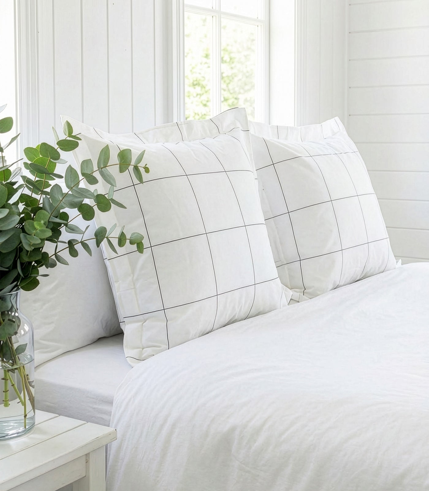 European - Percale Pillow Cases (Pair) - Limited Edition - Windowpane