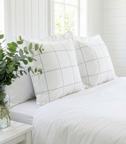 European - Percale Pillow Cases (Pair) - Limited Edition - Windowpane