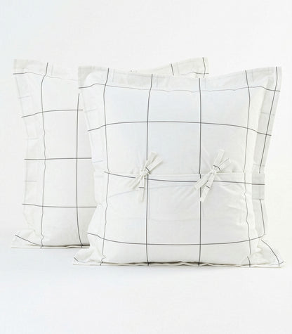 European - Percale Pillow Cases (Pair) - Limited Edition - Windowpane