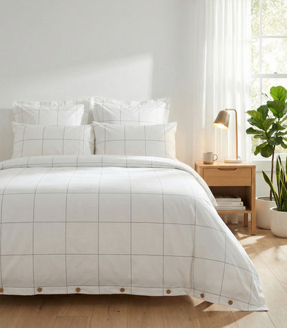 Percale Quilt Cover Set - Limited Edition - Windowpane