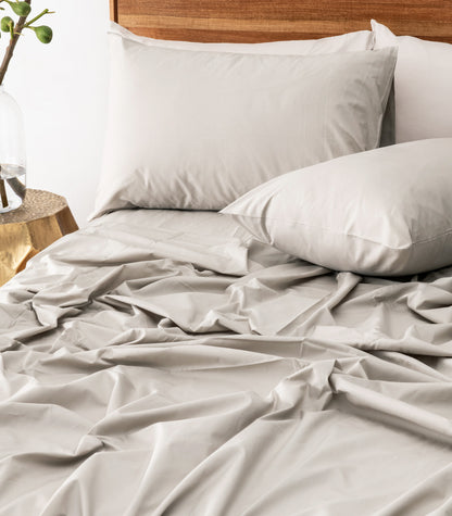 Bhumi Organic Cotton - Percale Sheet Set - Pewter