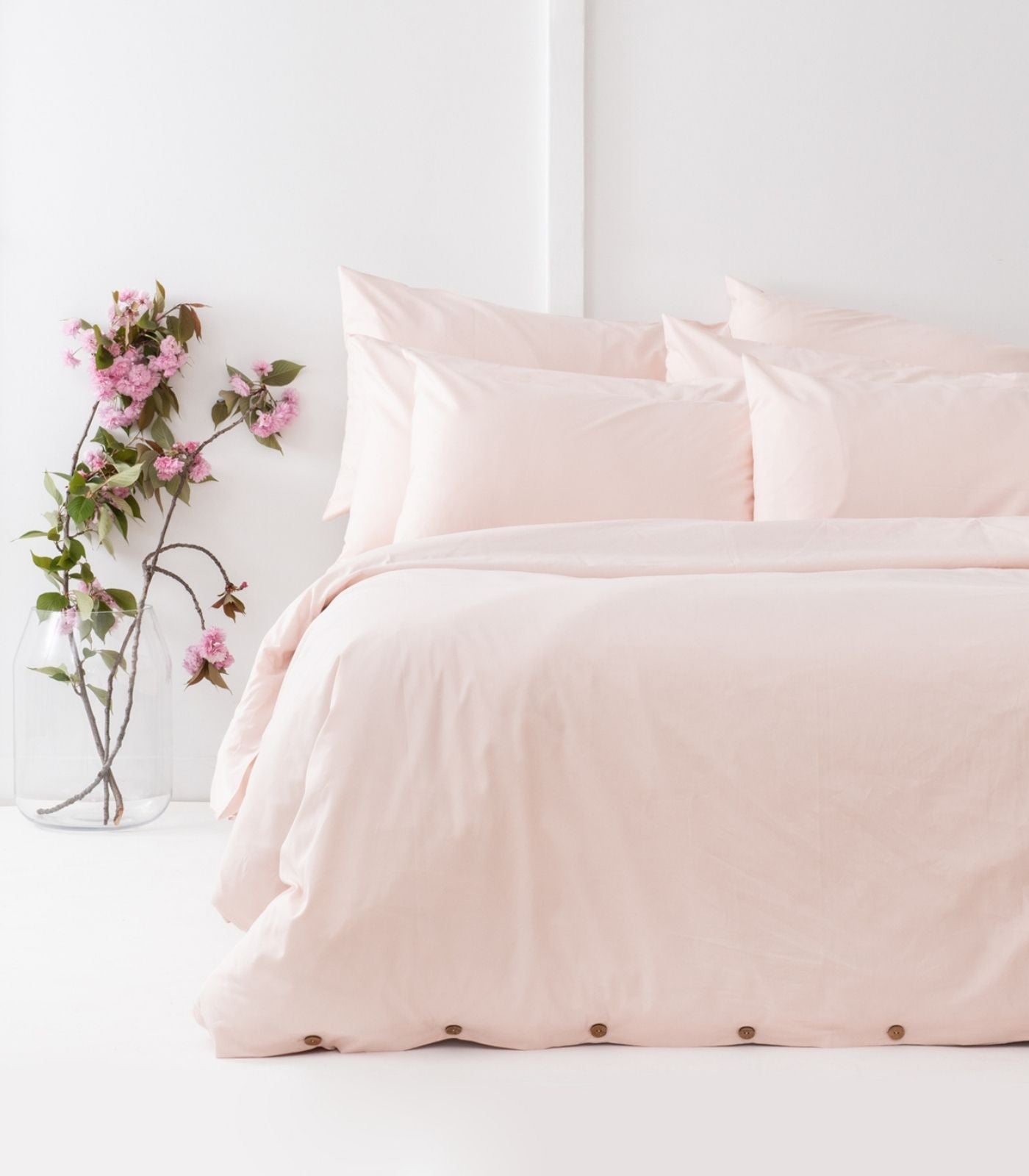 Bhumi Organic Cotton - Sateen Plain Quilt Cover - Light Pink