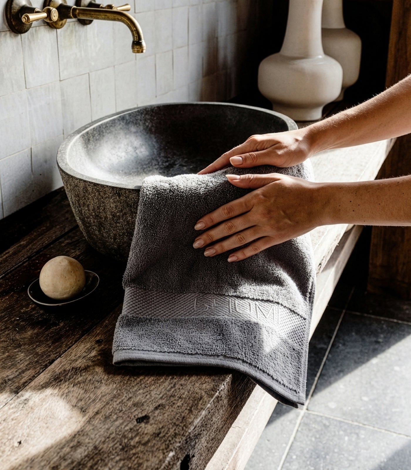Bhumi Organic Cotton - Hand Towel - Granite Blue
