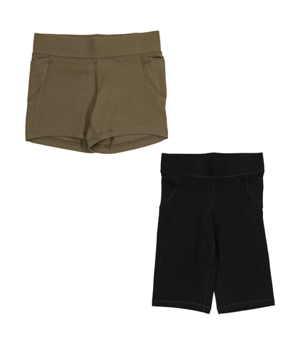 Pocket Bike Short Shorties Dark Olive & Pocket Long Bike Shorts Black
