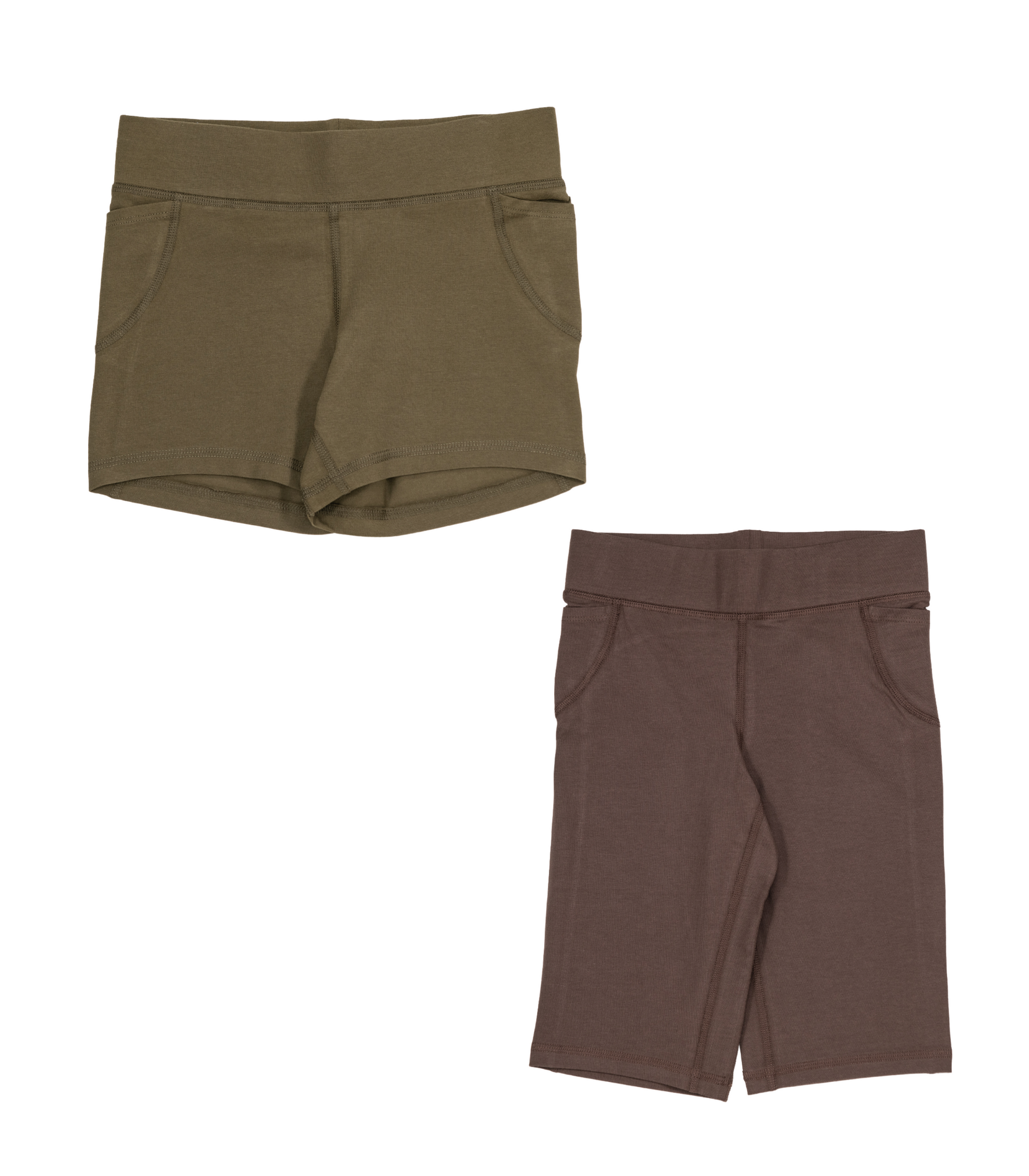 Pocket Bike Short Shorties Dark Olive & Pocket Long Bike Shorts Chocolate Martini