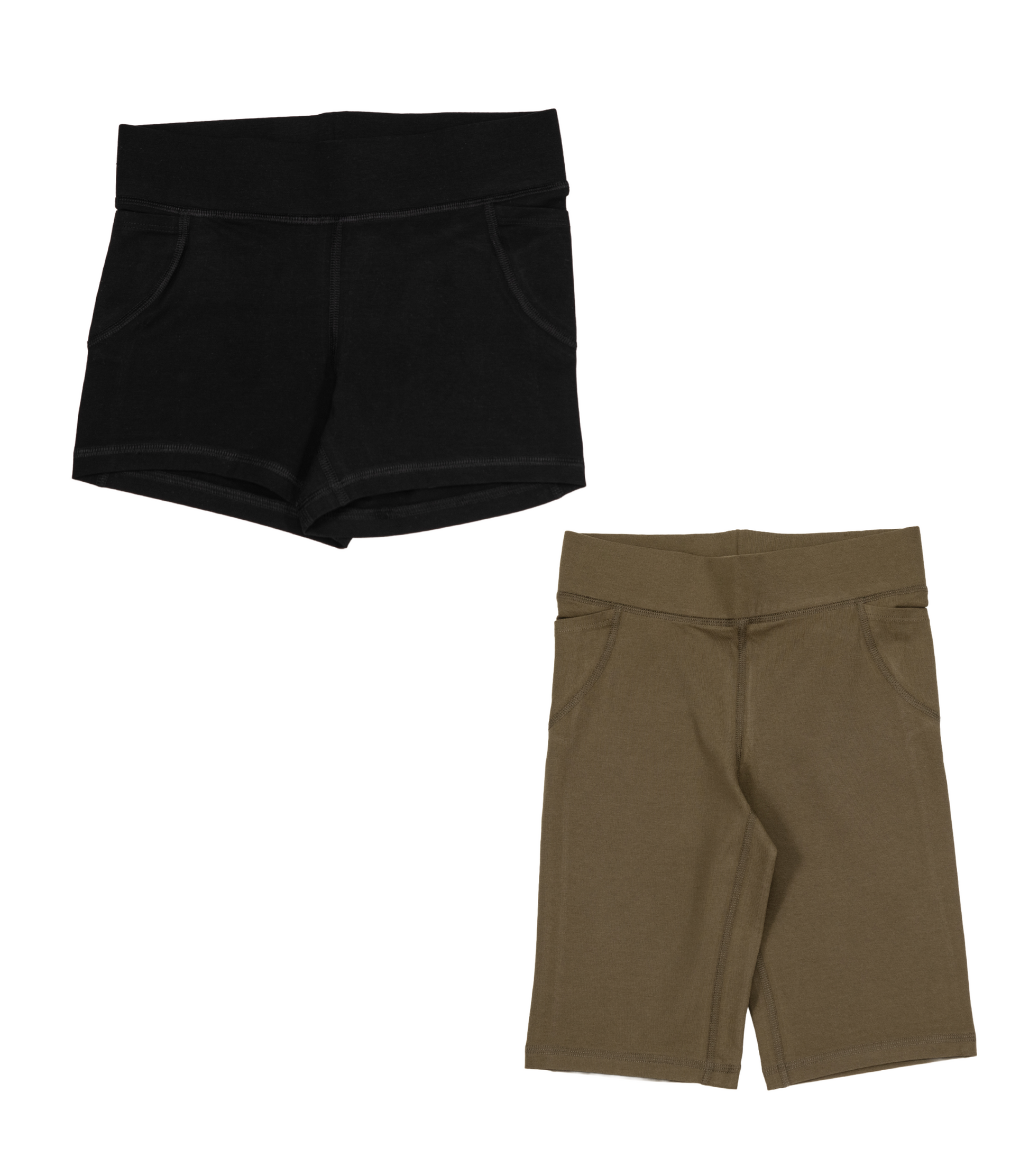 Pocket Bike Short Shorties Black & Pocket Long Bike Shorts Dark Olive