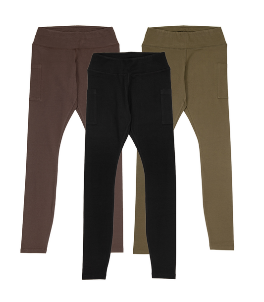 Pocket Leggings - Black / Chocolate Martini / Dark Olive