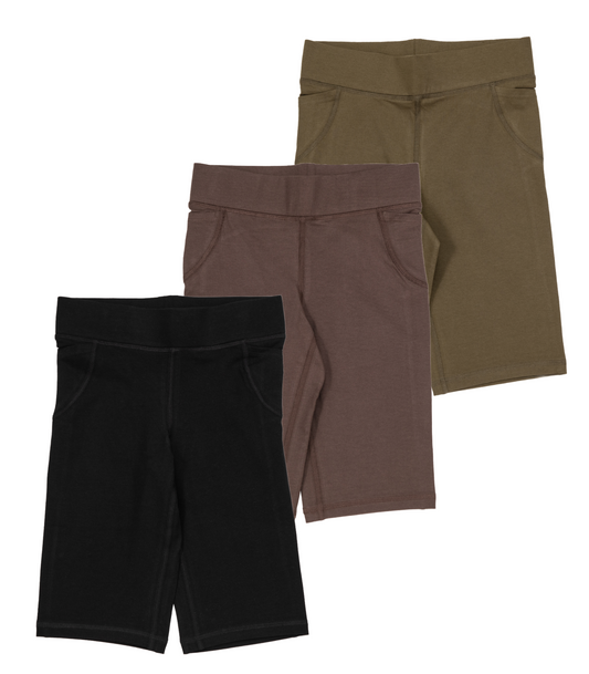 Pocket Long Bike Shorts - Black / Chocolate Martini / Dark Olive