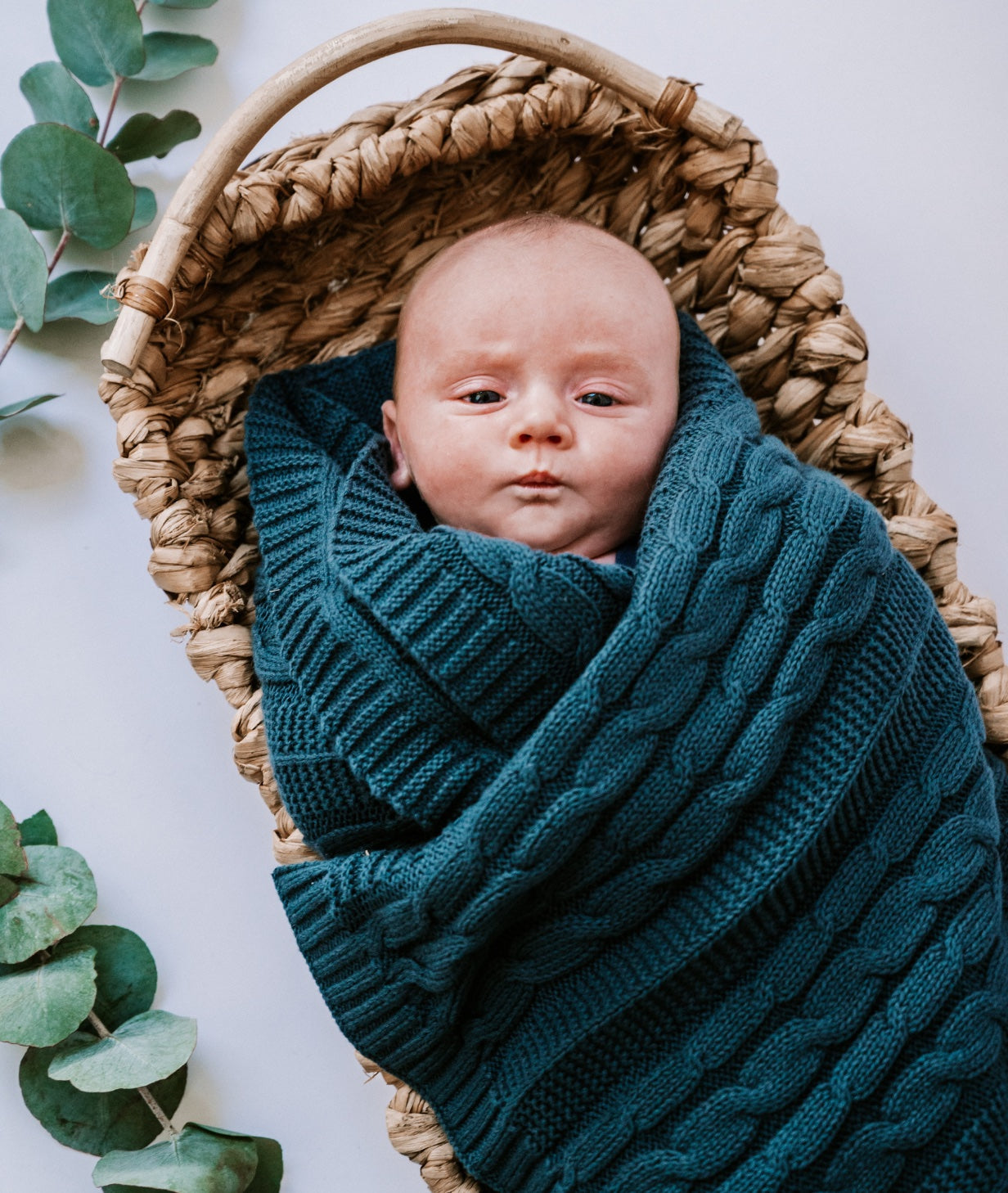 Bhumi Organic Cotton - Baby Cable Knit Throw - Midnight Blue