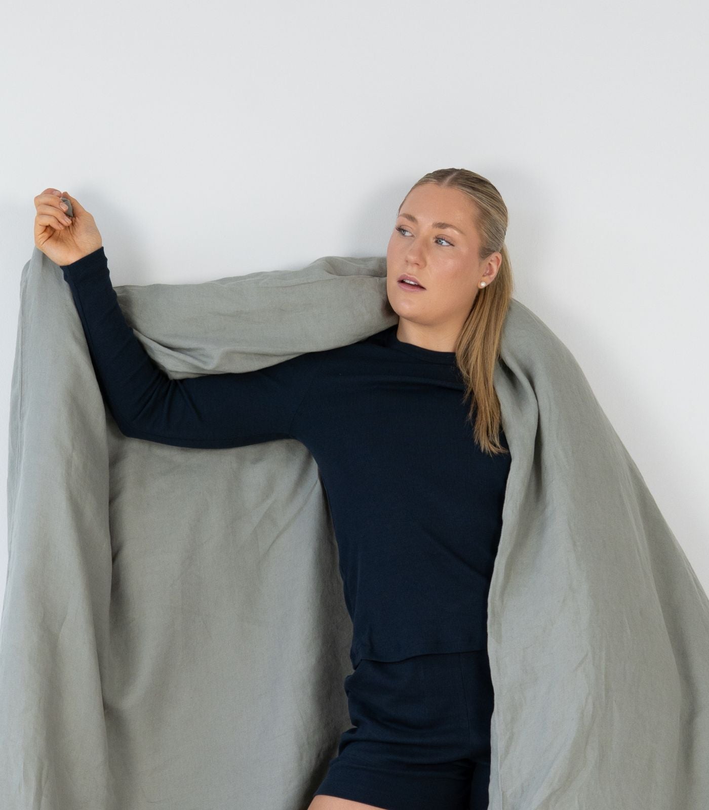 Ribbed Long Sleeve Top - Midnight Blue