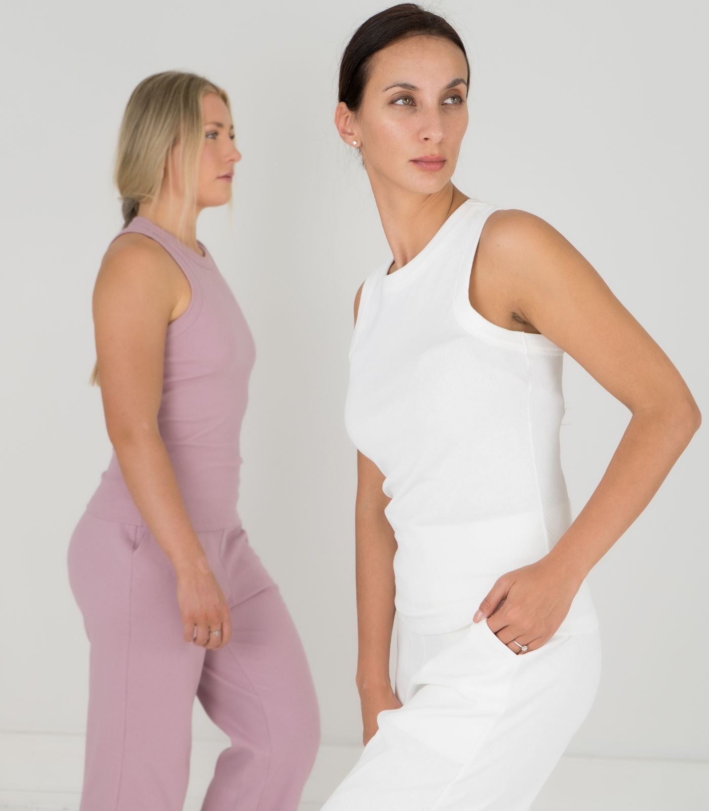 Ribbed Racer Back - White
